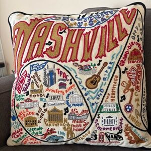 Catstudio Nashville Music City Hand-Embroidered Pillow